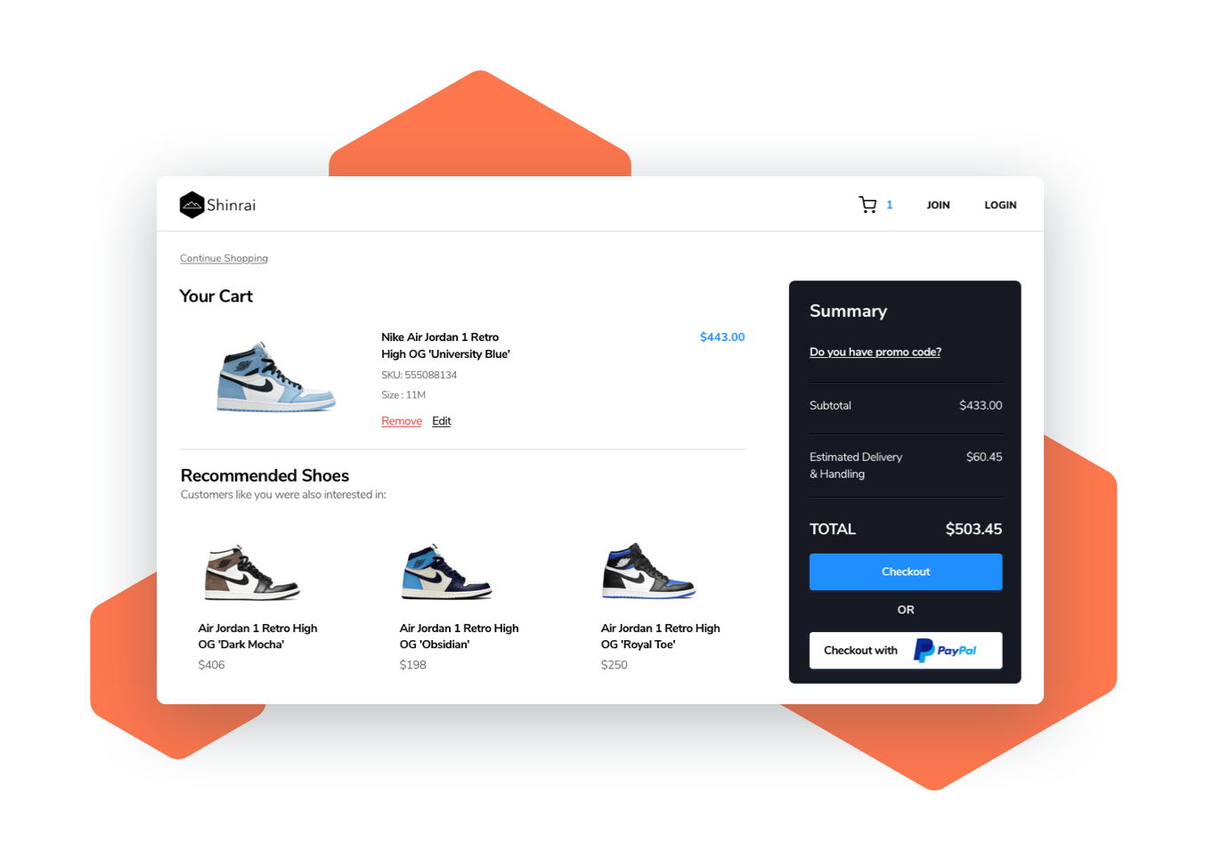 AI recommendation engine Shinrai dashboard showing sneaker recommendations